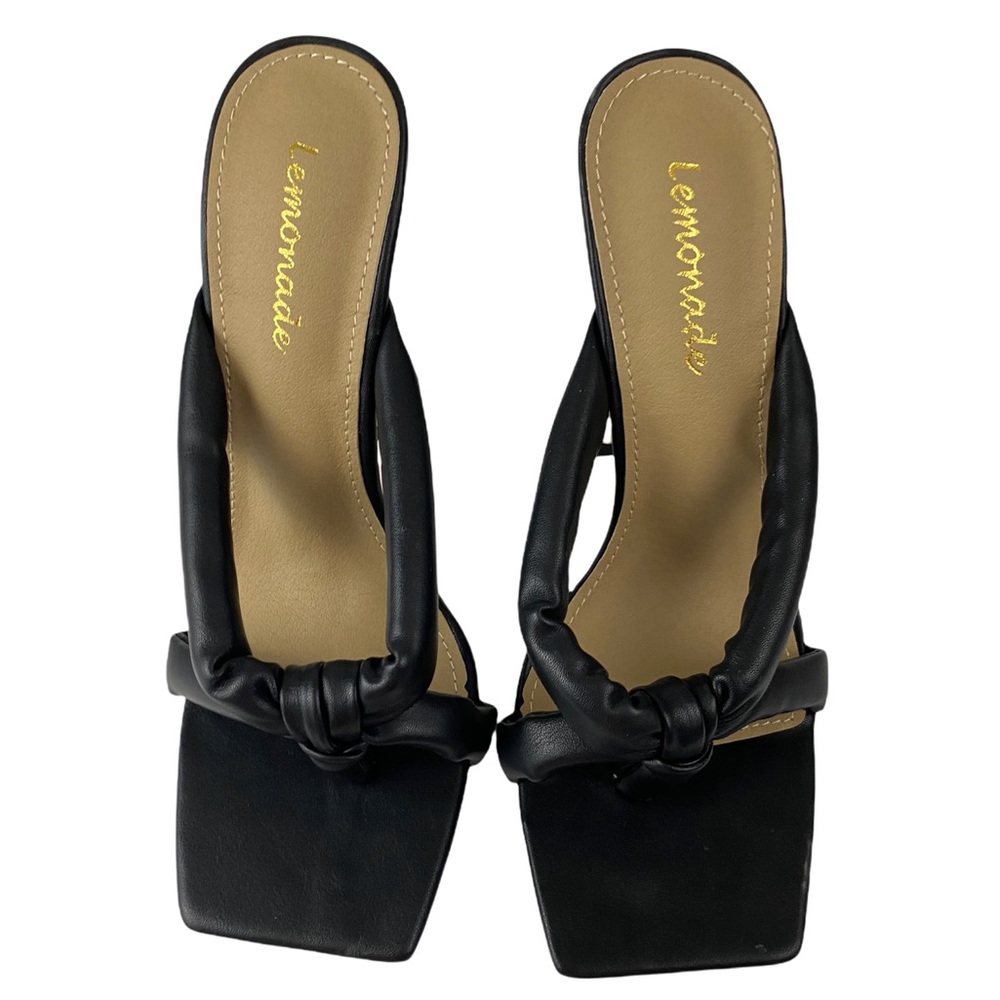 LEMONADE Loyal NWOT Black Heeled Thong Sandal - Picture 3 of 6